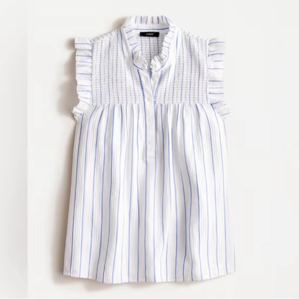 Jcrew striped smocked cotton top